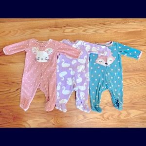 3 fleece zip up onesies